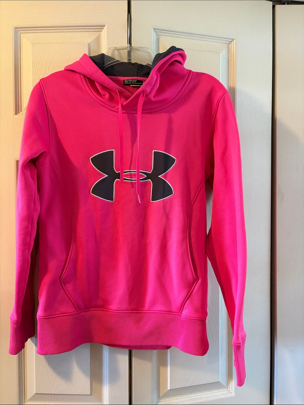 Under Armour Women's Hot Pink Hoodie with Black Logo
